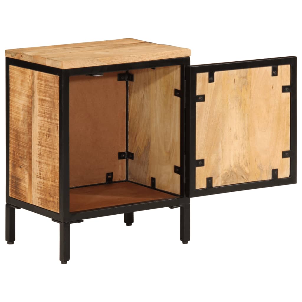 Mesita De Noche De Madera Maciza De Mango Rugosa 40x30x52,5 Cm_0