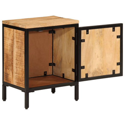 Mesita De Noche De Madera Maciza De Mango Rugosa 40x30x52,5 Cm_0