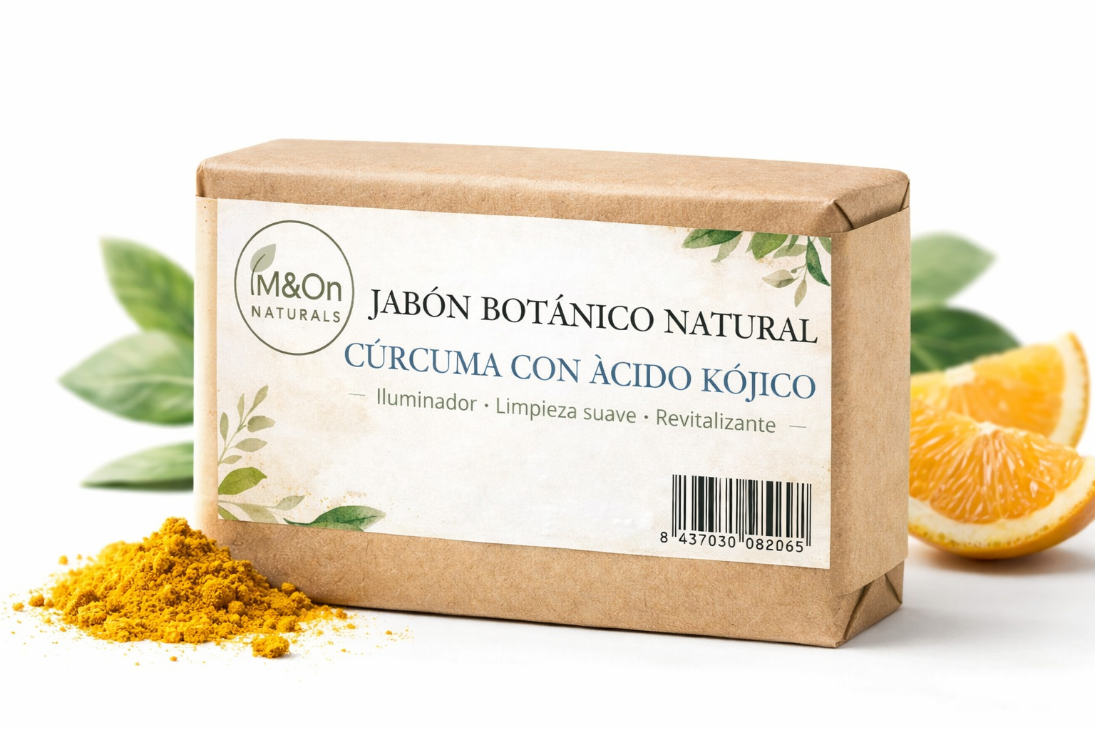 Jabón Sólido De Cúrcuma Y Ácido Kójico 100 G | Iluminador Y Unificador Del Tono | M&on Naturals_0