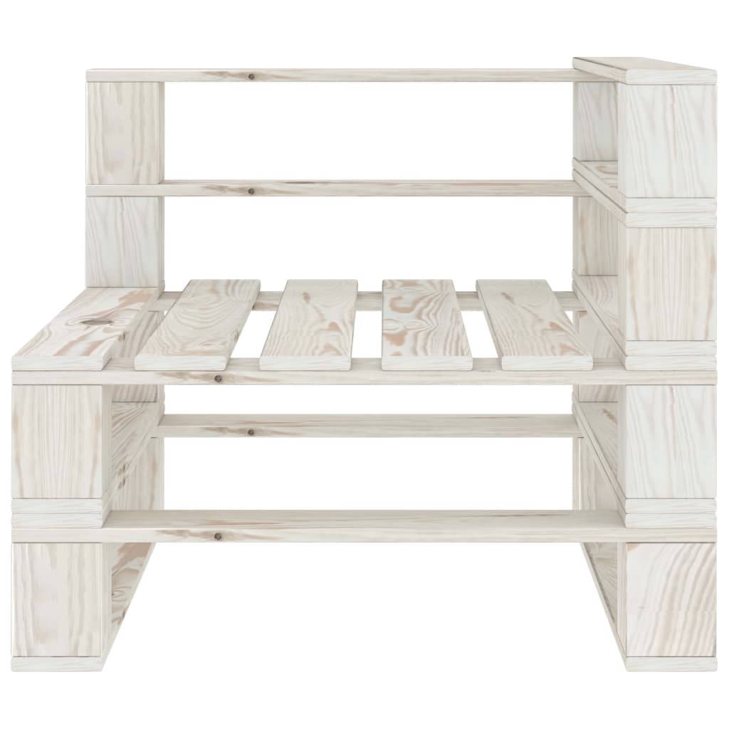 Vidaxl Juego De Muebles De Palés Para Jardín 7 Piezas Madera Blanco_5