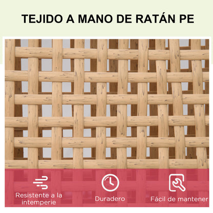 Outsunny Conjunto De 2 Tumbonas De Jardín Exterior De Ratán 200x65x31 Cm Natural_5