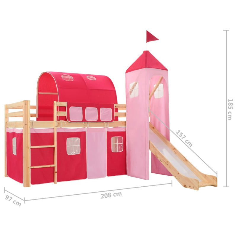 Vidaxl Cama Alta Para Niños Tobogán Y Escalera Madera Pino 208x230 Cm_5