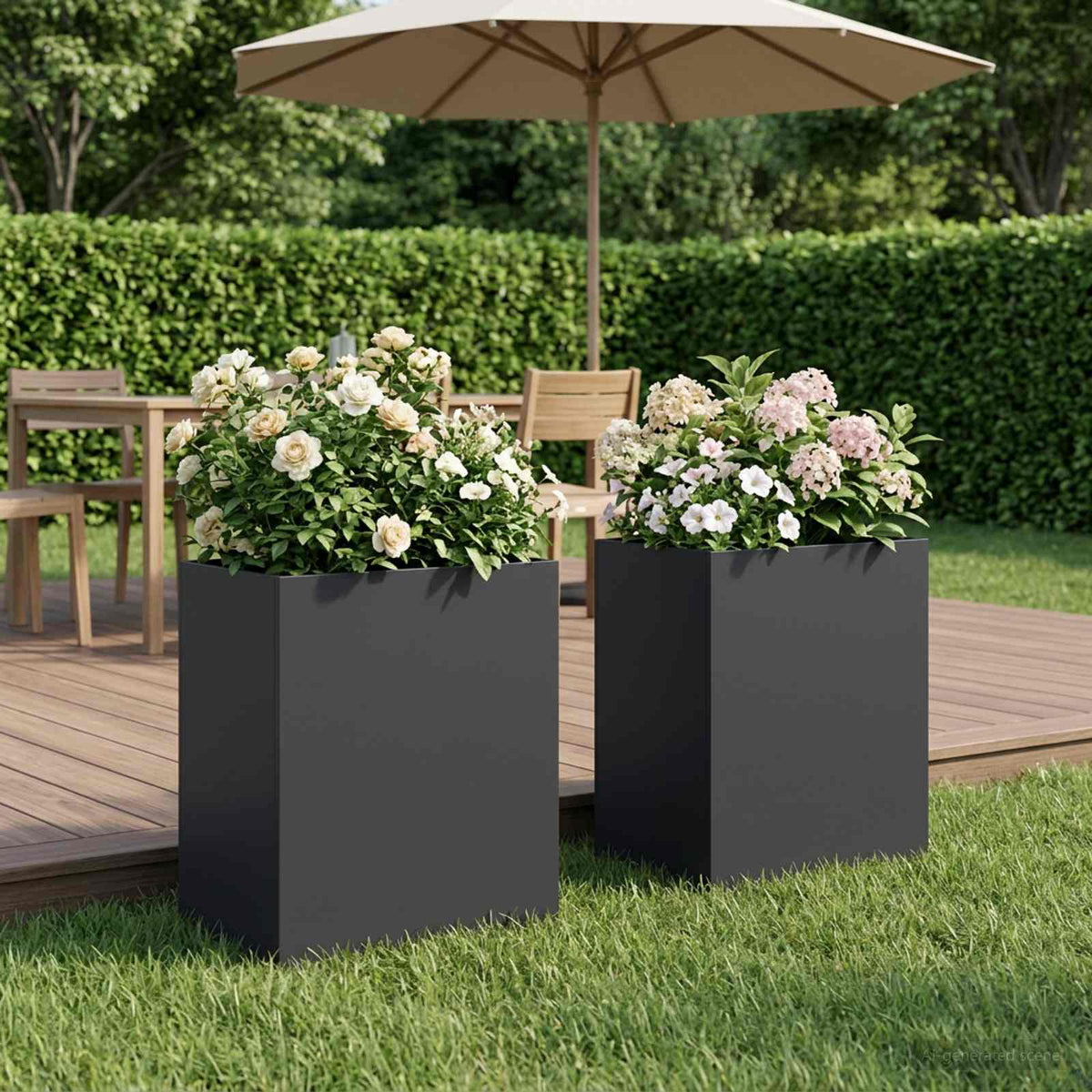 Macetero De Jardín 2 Uds. Negro 40 X 30 X 50 Cm_1