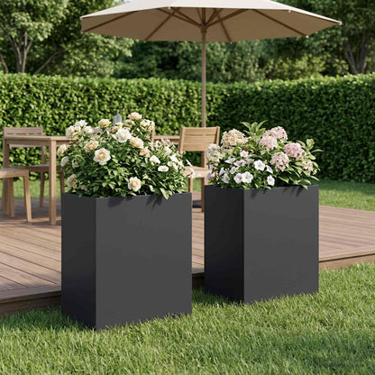 Macetero De Jardín 2 Uds. Negro 40 X 30 X 50 Cm_1