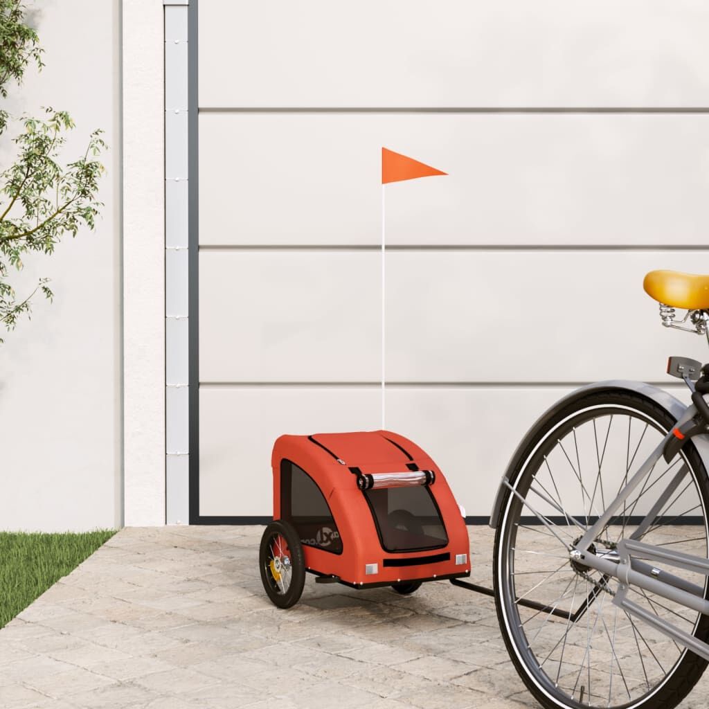 Vidaxl Remolque De Bicicleta Mascotas Hierro Tela Oxford Naranja_1