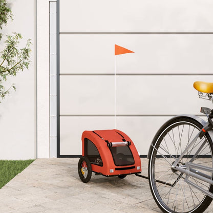 Vidaxl Remolque De Bicicleta Mascotas Hierro Tela Oxford Naranja_1