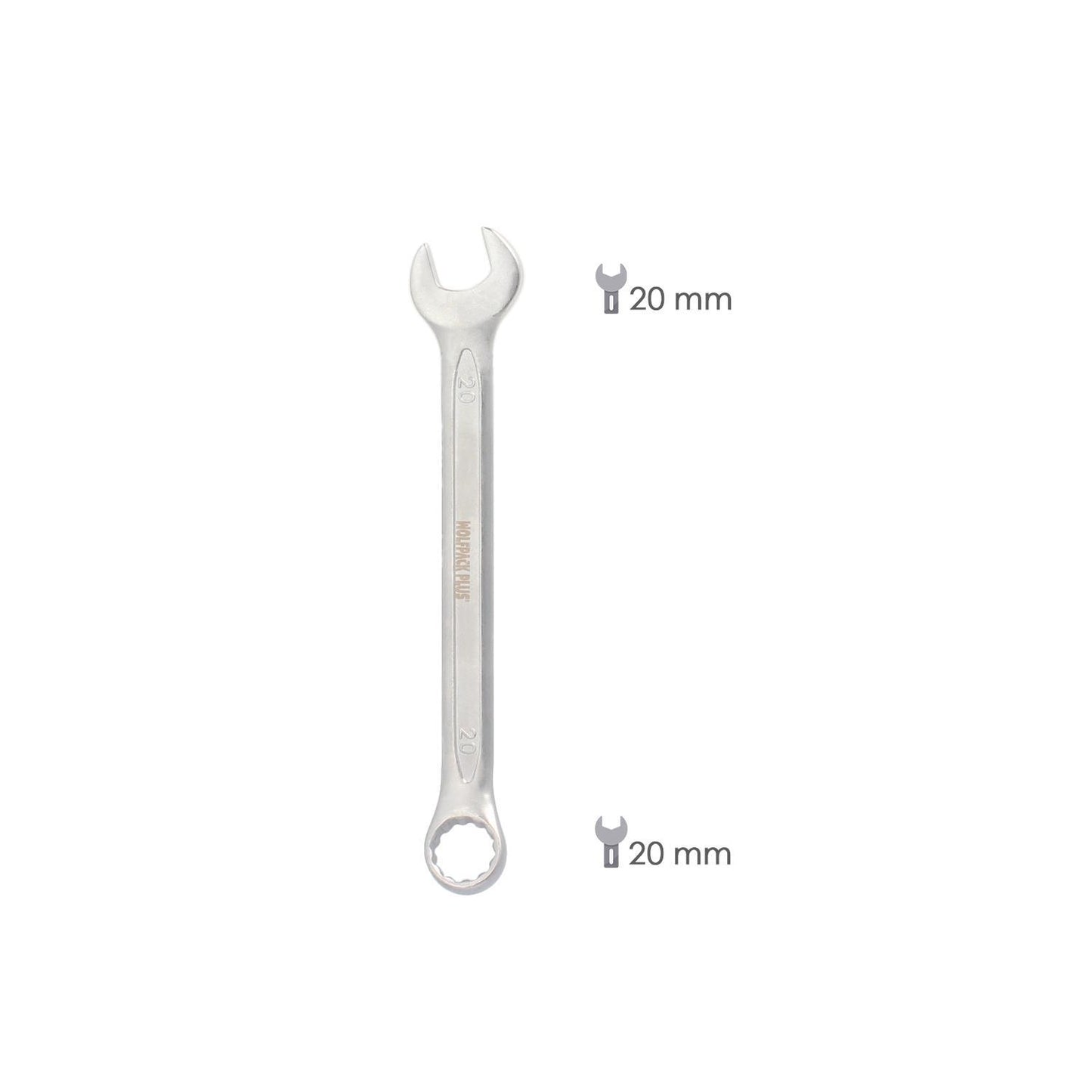 Llave Combinada Plus 20x20 Acero Cromo Vanadio Din 3113. Llave Doble Boca, Llave Fija, Llave Estrella_1