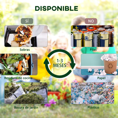 Outsunny Compostador Giratorio 130l De Doble Cámara 67x60x77 Cm Negro_5
