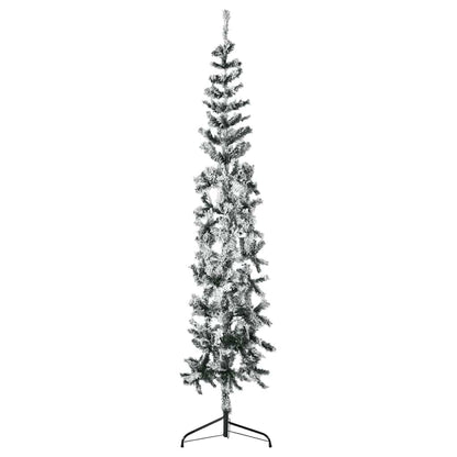 Vidaxl Mitad Árbol Navidad Artificial Delgado Con Nieve 240 Cm_0