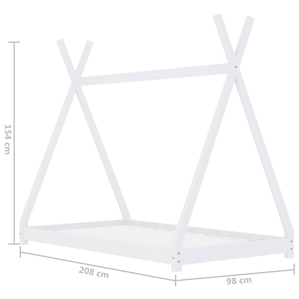 Vidaxl Estructura De Cama Infantil Madera Maciza Pino Blanca 90x200 Cm_2