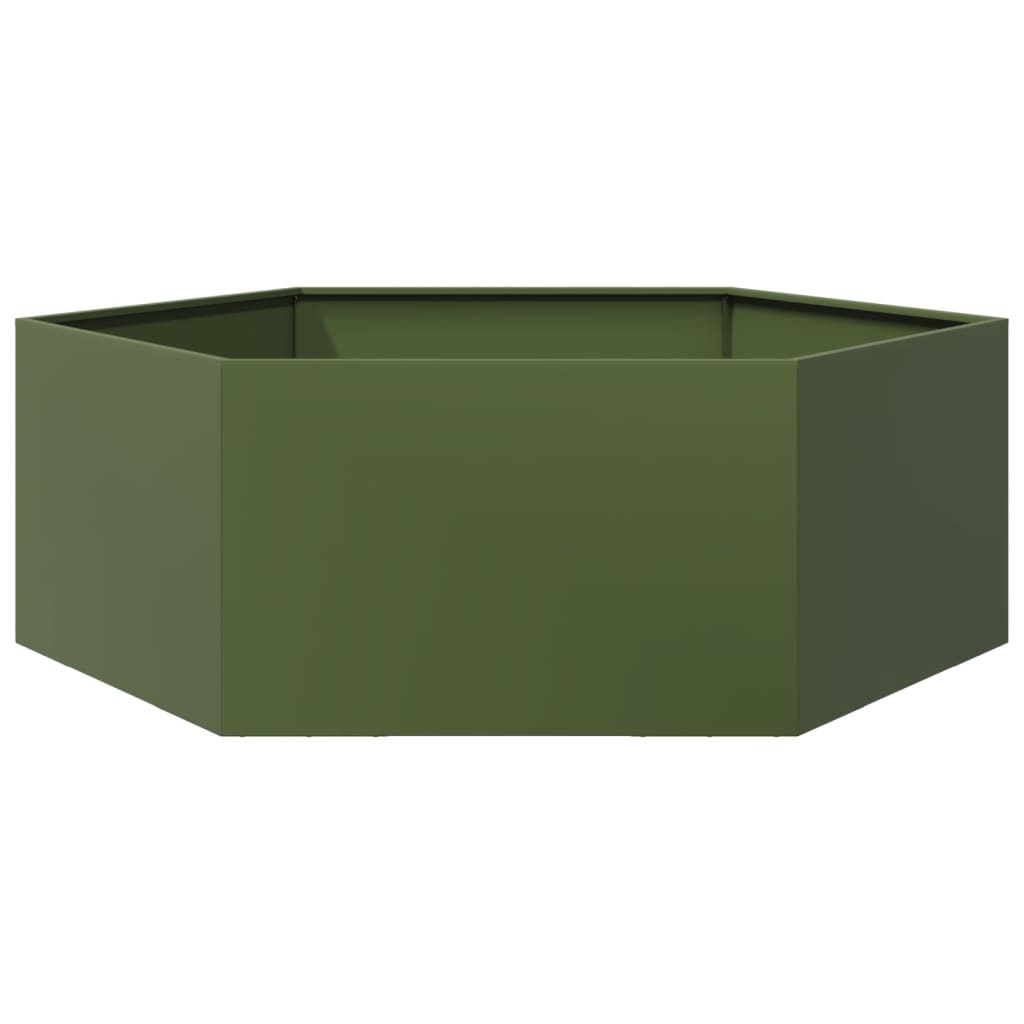 Jardinera Hexagonal De Acero Verde Oliva 138x120x45 Cm_5