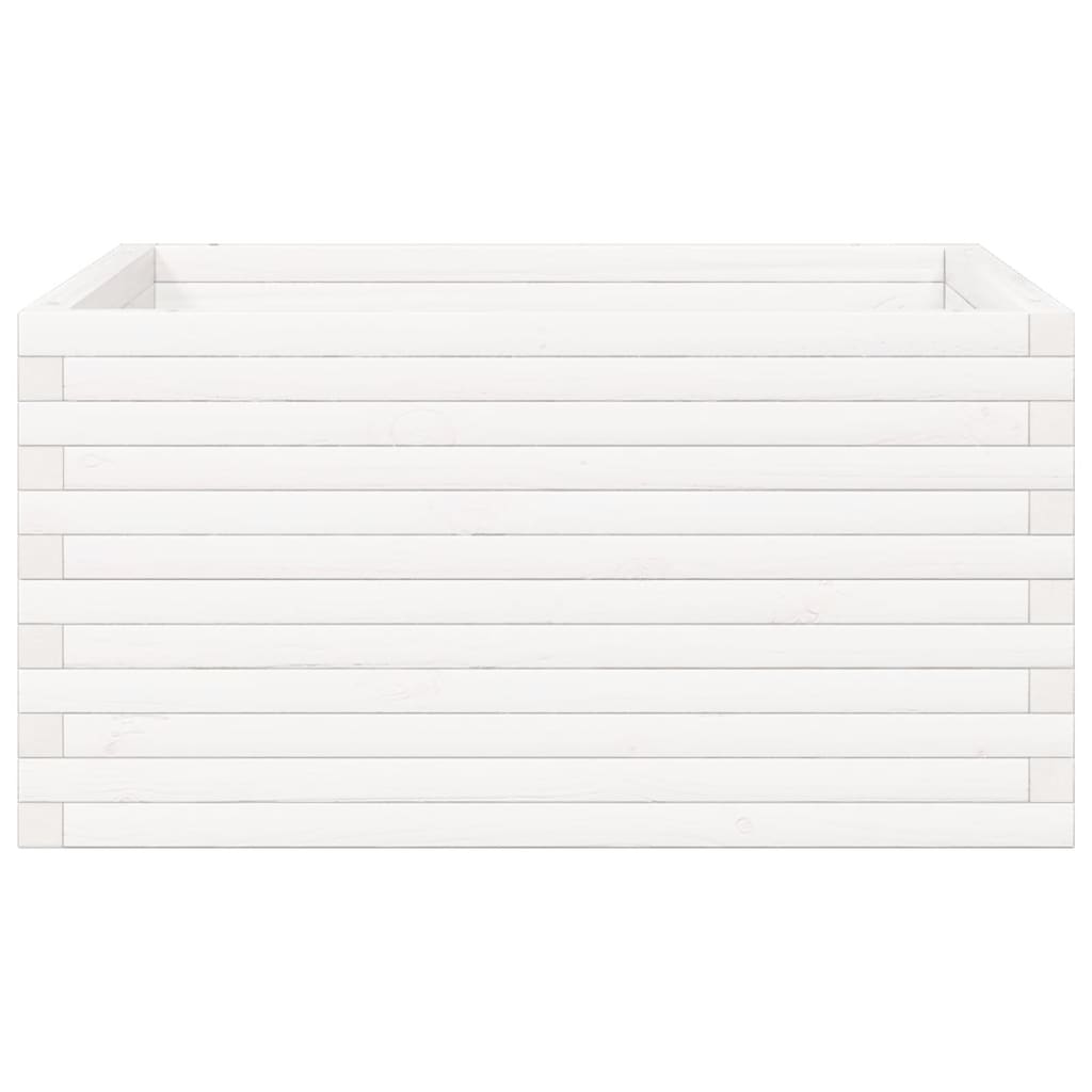 Jardinera De Madera Maciza De Pino Blanca 90x90x46 Cm_4