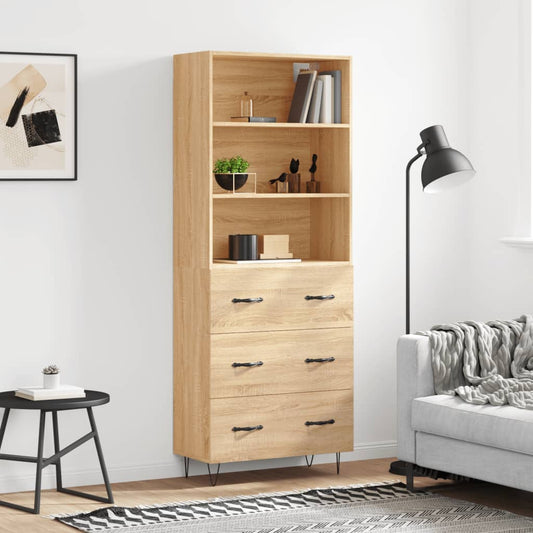 Aparador Alto Madera Contrachapada Color Roble 69,5x34x180 Cm_0