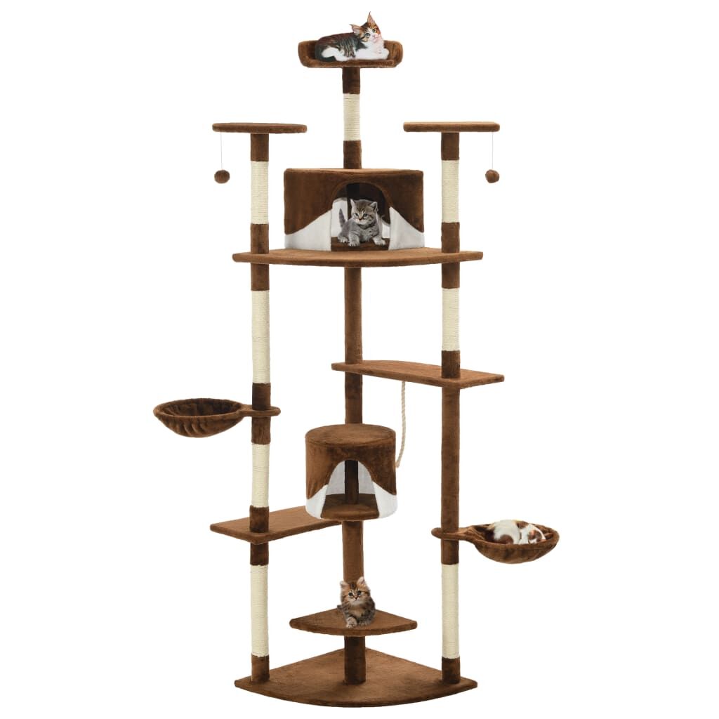 Vidaxl Rascador Para Gatos Con Poste De Sisal Marrón Y Blanco 203 Cm_1