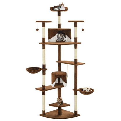 Vidaxl Rascador Para Gatos Con Poste De Sisal Marrón Y Blanco 203 Cm_1