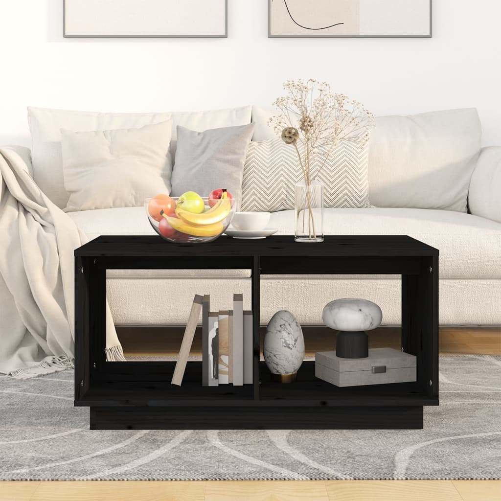 Mesa De Centro Madera Maciza De Pino Negro 80x50x40 Cm_1