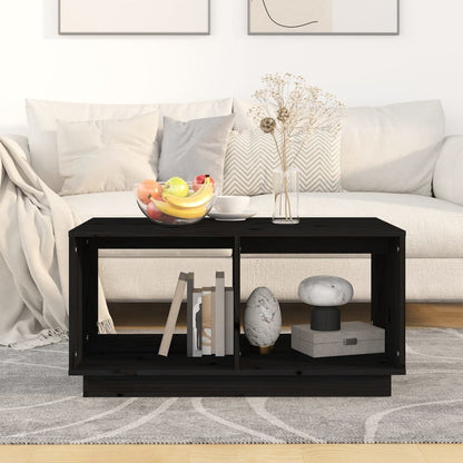 Mesa De Centro Madera Maciza De Pino Negro 80x50x40 Cm_1