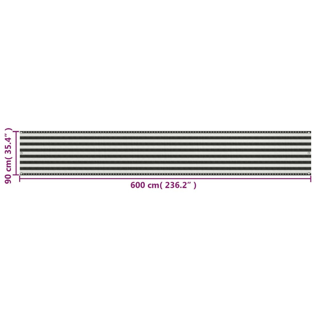 Vidaxl Toldo Para Balcón Hdpe 90x600 Cm Gris Antracita Y Blanco_2
