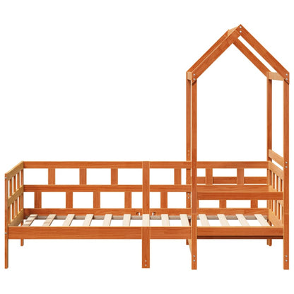 Sofá Cama Con Techo Madera Maciza Pino Marrón Cera 90x200 Cm_3