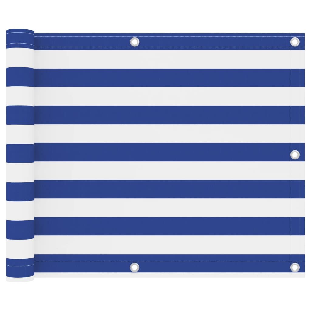Vidaxl Toldo Para Balcón Tela Oxford Blanco Y Azul 75x400 Cm_0