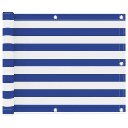 Vidaxl Toldo Para Balcón Tela Oxford Blanco Y Azul 75x400 Cm_0