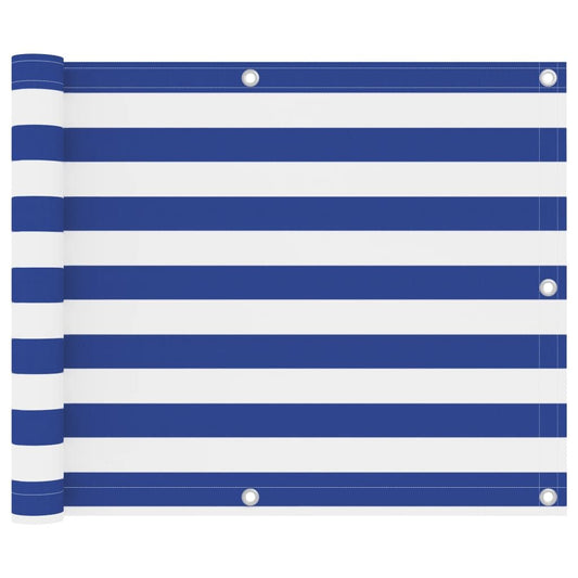 Vidaxl Toldo Para Balcón Tela Oxford Blanco Y Azul 75x400 Cm_0