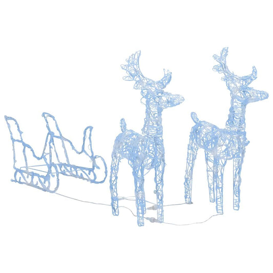 Vidaxl Reno Y Trineo Adorno Navideño 160 Leds Acrílico 130 Cm_0