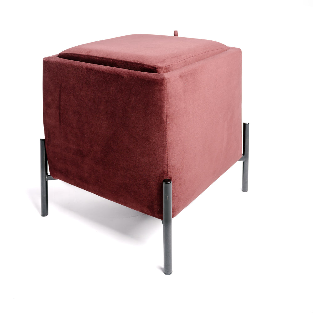 Sofá Final, Puf Taburete Cofre De Almacenamiento, Reposapiés, Convertible A Burdeos Bodega Mesa Auxiliar 43x43x45cm- Muebles De Sala_1