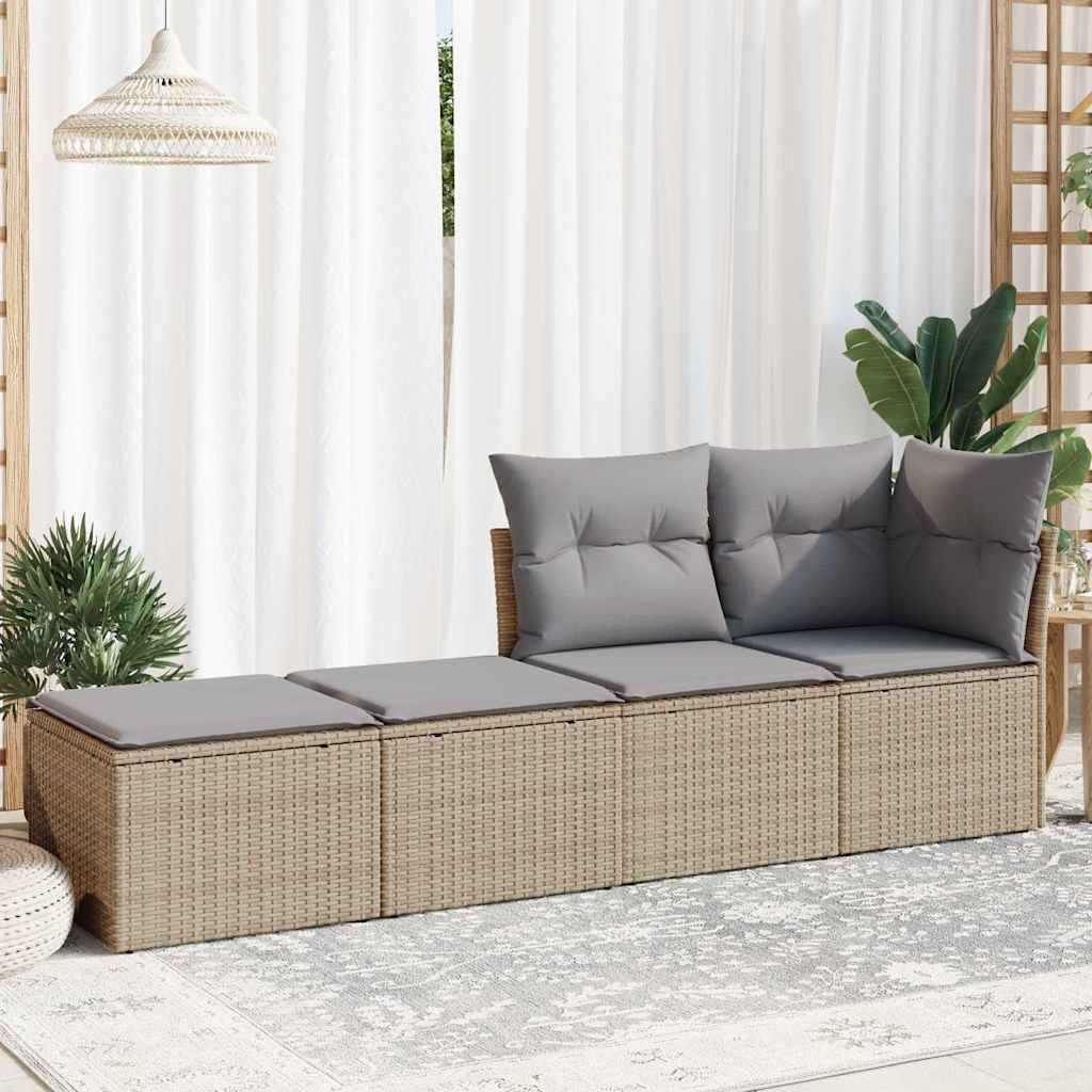 Set Sofás Jardín Y Cojines 2 Pzas Ratán Sintético Acacia Beige / Vetonek_2