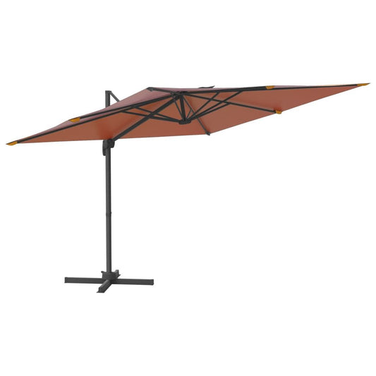 Vidaxl Sombrilla Colgante Con Poste De Aluminio Terracota 400x300 Cm_0