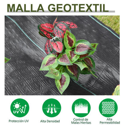 Outsunny Rollo De Malla Geotextil 2x50 M Malla De Jardín Contra Malas Hierbas_3