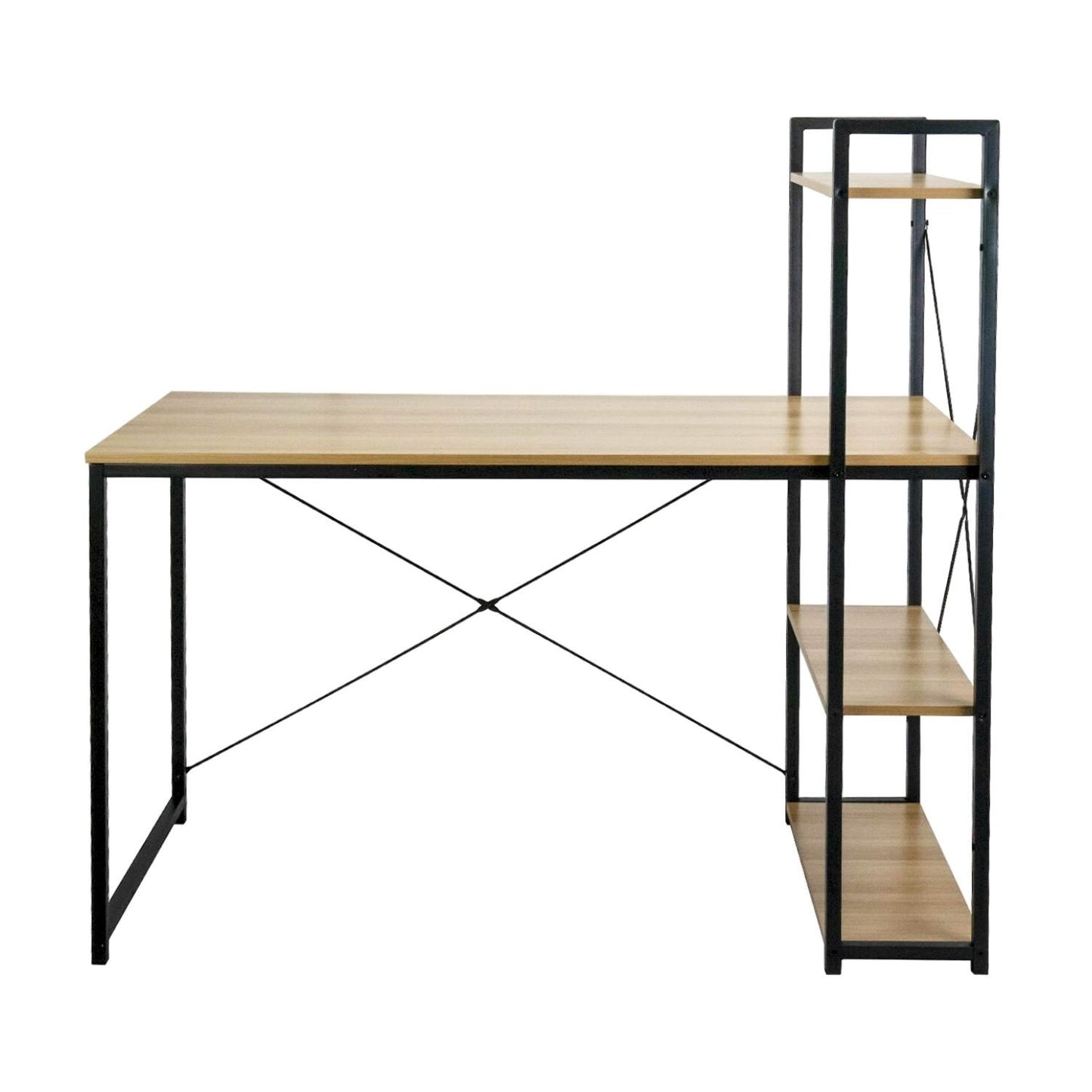 Escritorio Metálico Con Estantería 3 Baldas De Madera Ozra 120x160x70cm 7house_2