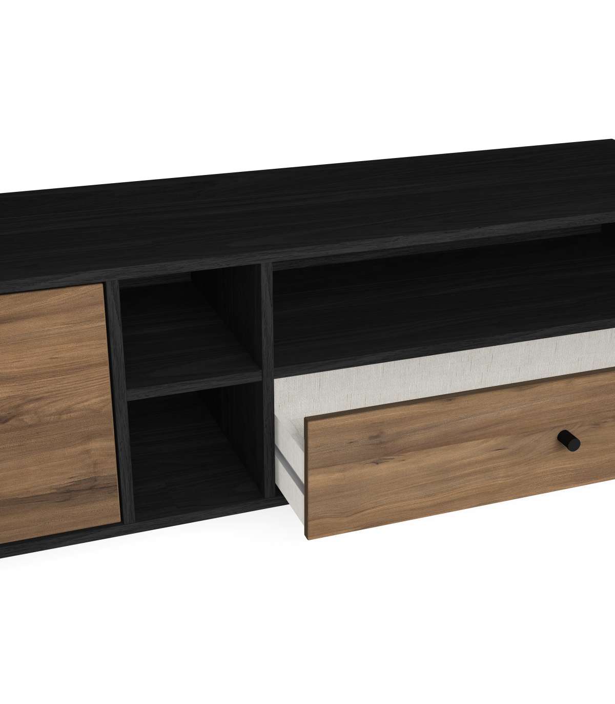 Mueble Para Televisión Modelo Rolan 2 Puertas 1 Cajón Acabado Nogal/bocamina, 180cm(anch_4