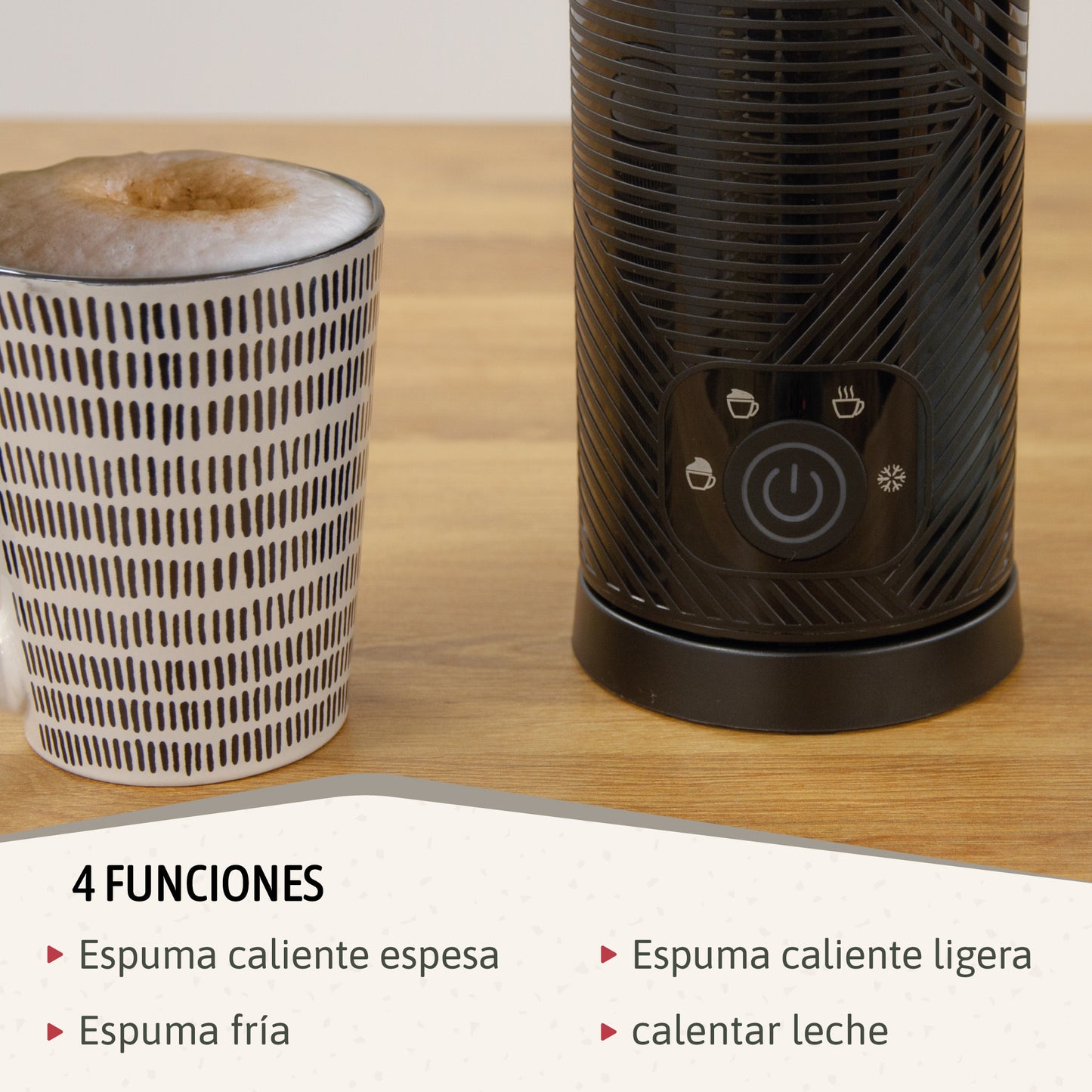 Briebe Elegance Espumador Leche Eléctrico Calentador Espuma Fría/caliente 130ml Leche Caliente 300ml, Mf1172blk, Negro_2