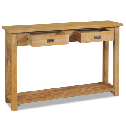 Mesa Consola De Madera De Teca Maciza 120x30x80 Cm_1