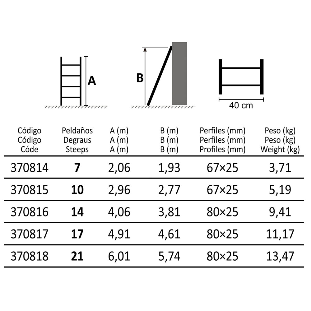Escalera Aluminio Simple - 21 Peldaños - 6 M_1