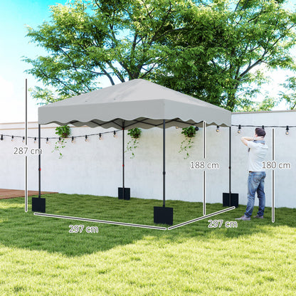 Outsunny Carpa Plegable Pop-up Gazebo 3x3 M Con Protección Uv 50+ Blanco_2