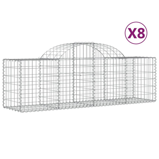 Cestas De Gaviones 8 Uds Forma De Arco Hierro 200x50x60/80 Cm_0