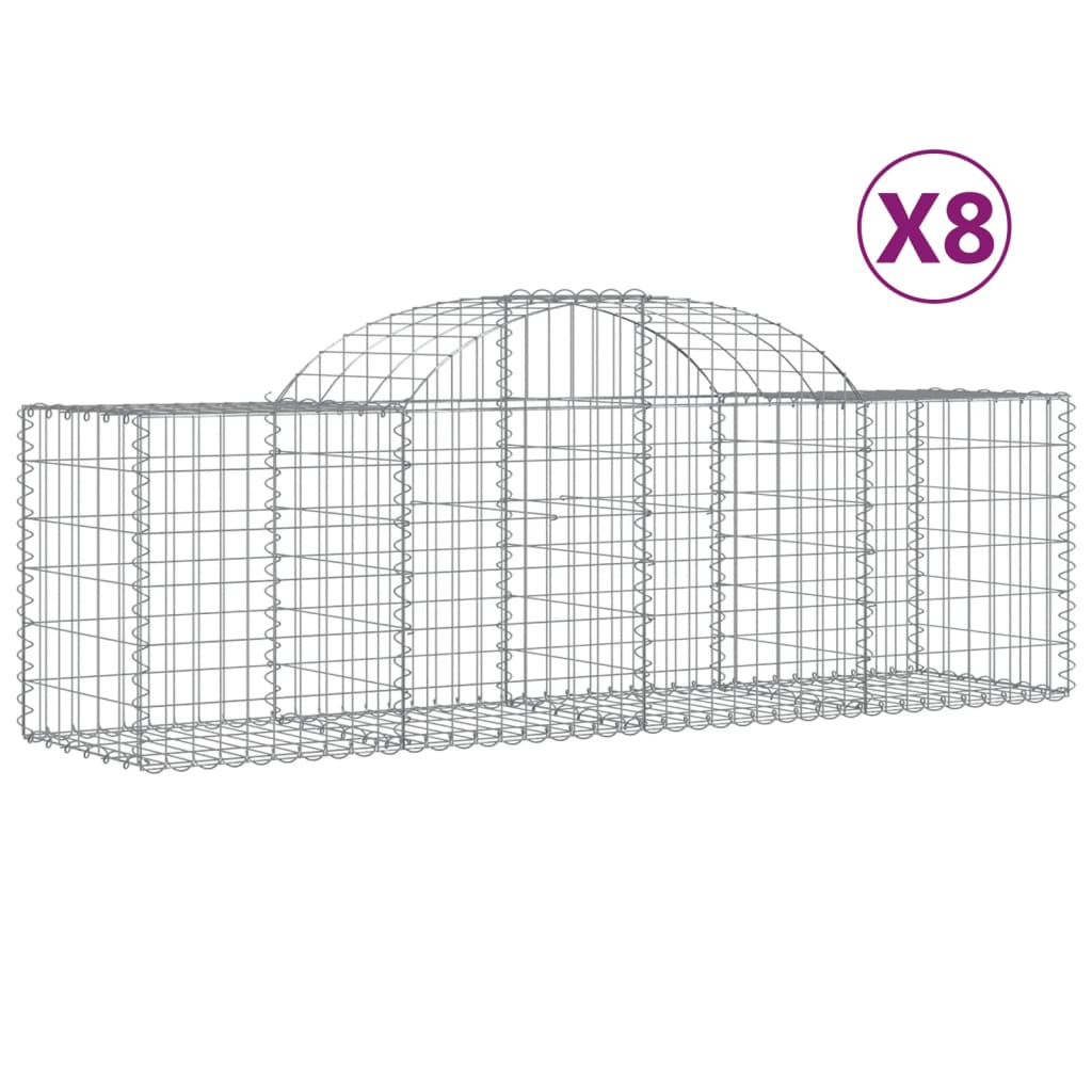 Cestas De Gaviones 8 Uds Forma De Arco Hierro 200x50x60/80 Cm_0