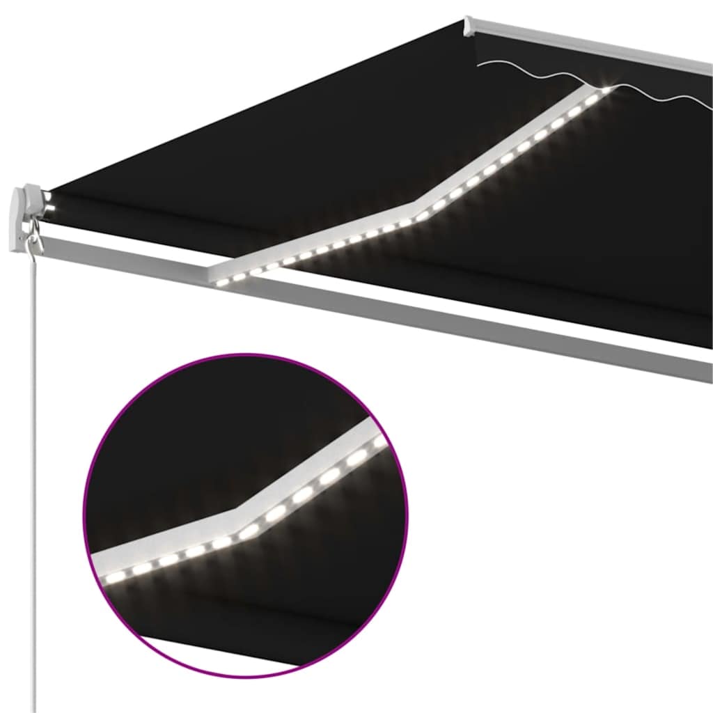 Toldo Retráctil Manual Con Luz Led Gris Antracita 600x300 Cm_3