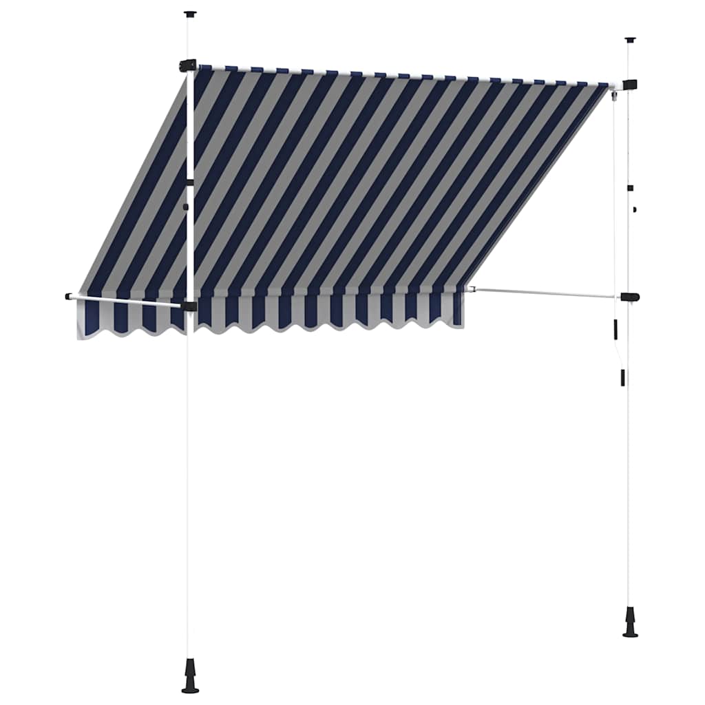 Toldo Manual Retráctil Azul Y Blanco A Rayas 250 Cm_4