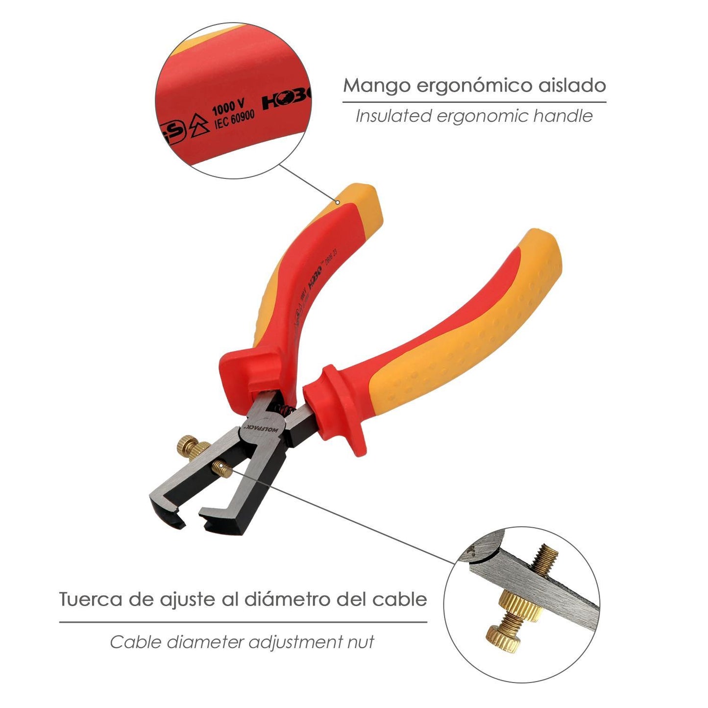 Alicates Pelacables 150 Mm. Mangos Aislados Acero Cromo Vanadio Pelacables, Corta Cables, Pelador Cables_2
