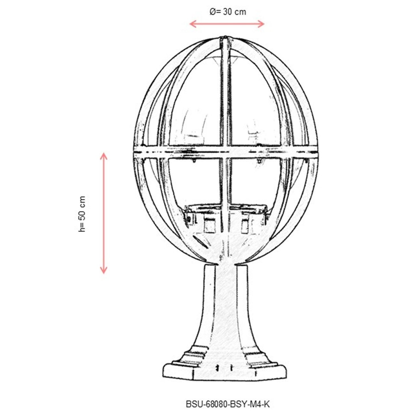 Aplique De Suelo Globo Recto Pantalla Gris Para Exterior, Abs , Negro, 30x30x50, Casquillo E 27 Max 60 W_2