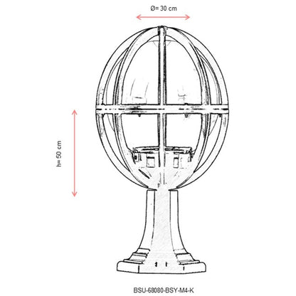 Aplique De Suelo Globo Recto Pantalla Gris Para Exterior, Abs , Negro, 30x30x50, Casquillo E 27 Max 60 W_2