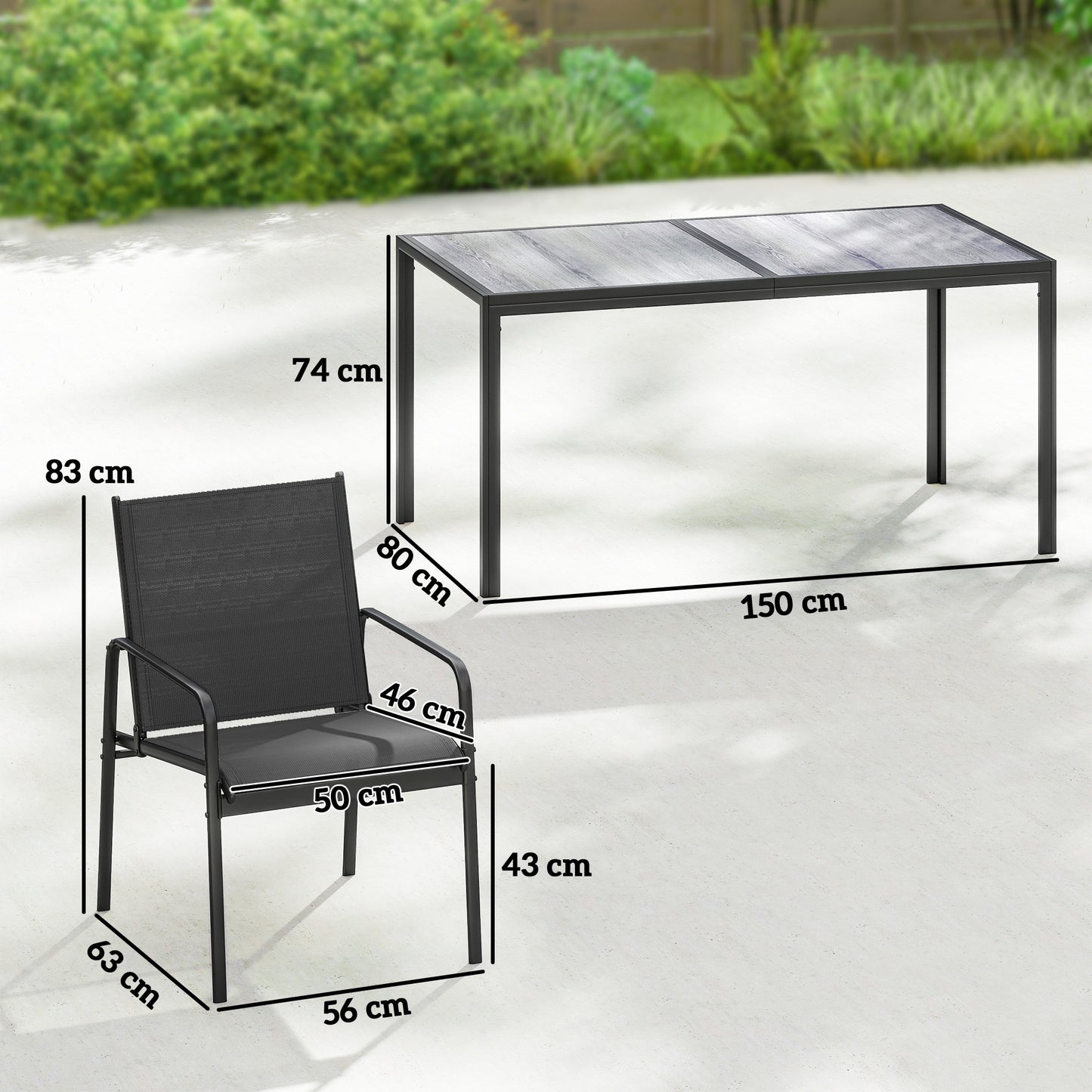 Outsunny Conjunto De Mesa Y Sillas Jardín De 7 Piezas Con Sillas Transpirables_2