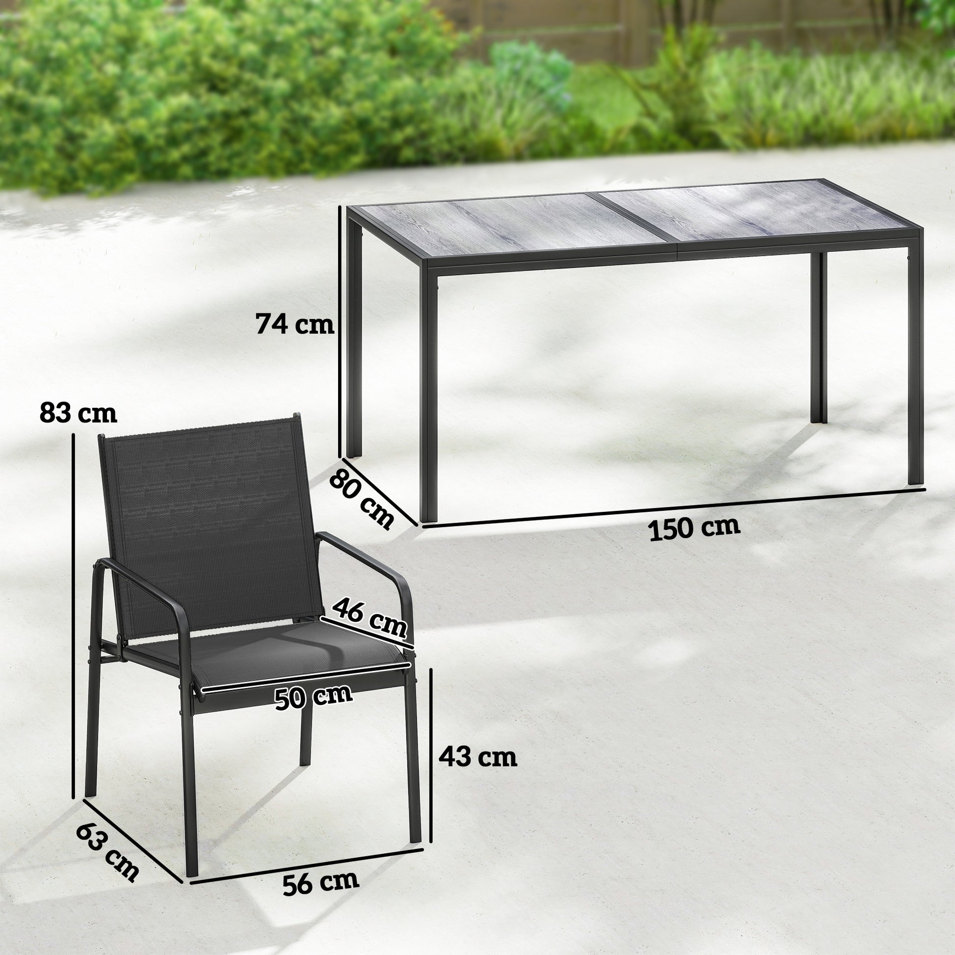 Outsunny Conjunto De Mesa Y Sillas Jardín De 7 Piezas Con Sillas Transpirables_2