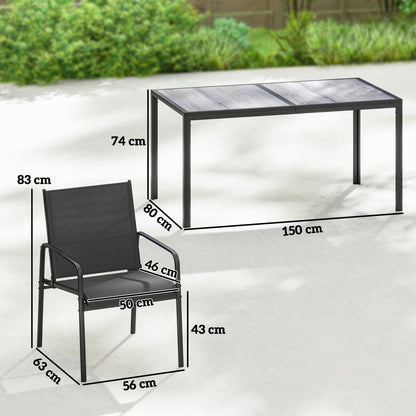 Outsunny Conjunto De Mesa Y Sillas Jardín De 7 Piezas Con Sillas Transpirables_2