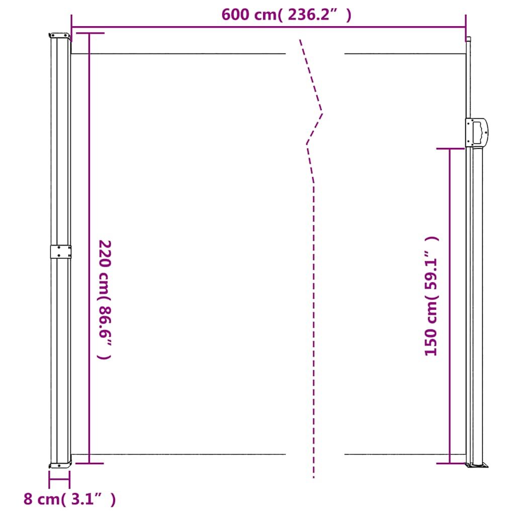 Vidaxl Toldo Lateral Retráctil Marrón 220x600 Cm_2