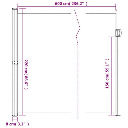 Vidaxl Toldo Lateral Retráctil Marrón 220x600 Cm_2