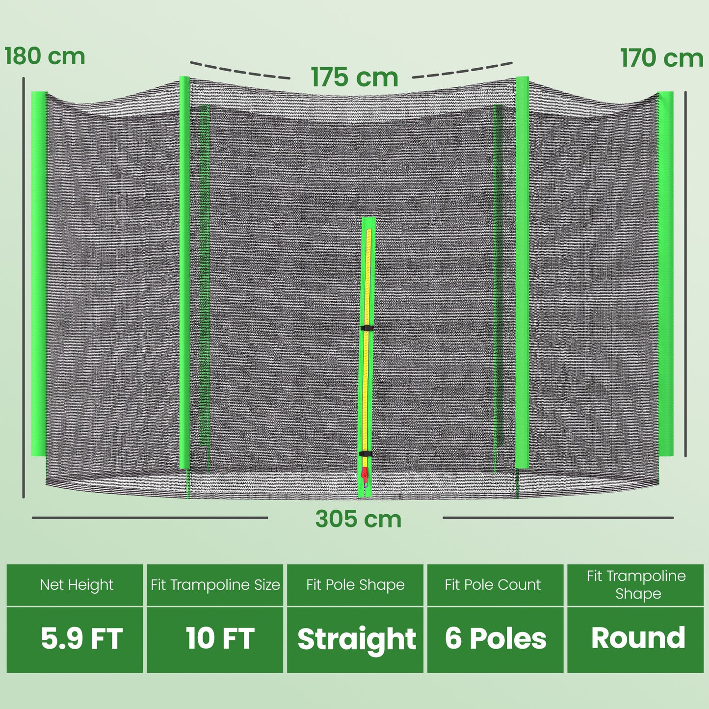 Sportnow Red De Seguridad Para Cama Elástica Ø305 Cm Verde_2